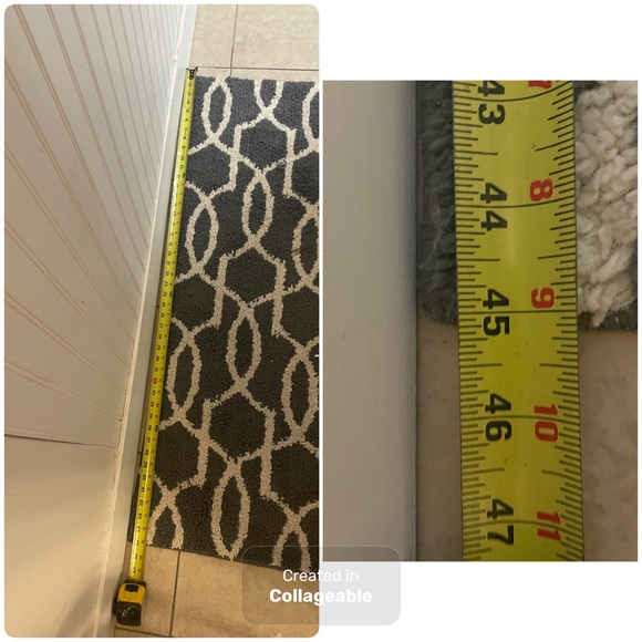 Geometric Patterned Rug - Grey and White - Picture 4 of 4